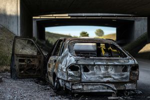 A completely burnt car